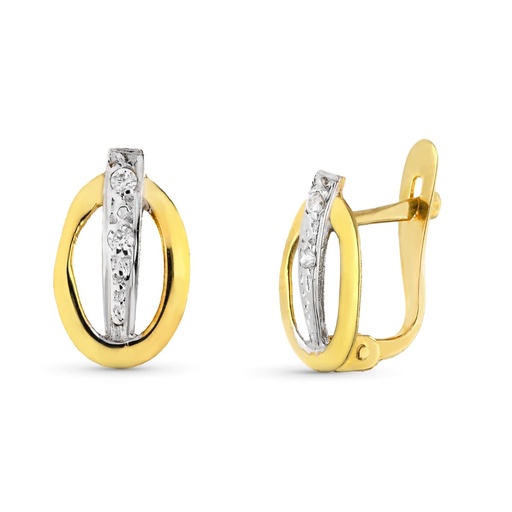 [P9K20576-1] 9K PENDIENTES BICOLOR 10X6 MM
