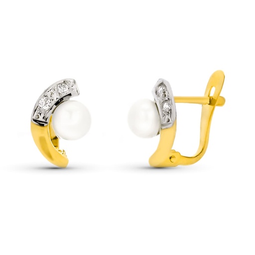 [P9K20589-1] 9K PENDIENTES ORO AMARILLO PERLA 10X6 MM