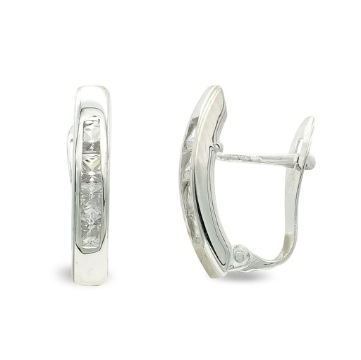 [P9K20604-1] 9K PENDIENTES ORO BLANCO PIEDRAS 15X3 MM
