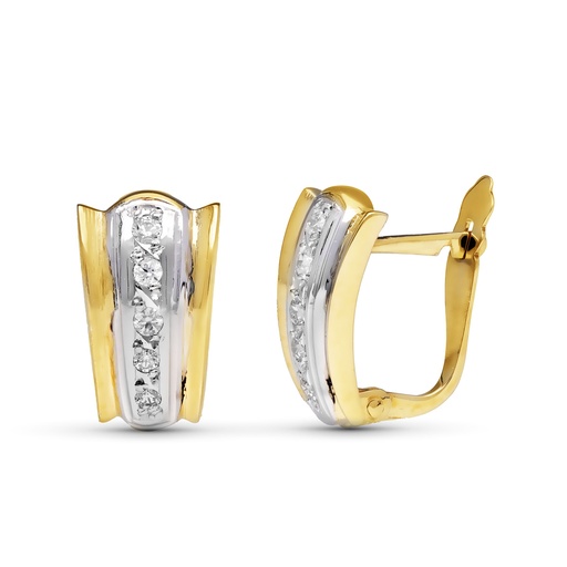 [P9K20614-1] 9K PENDIENTES BICOLOR 12X7 MM