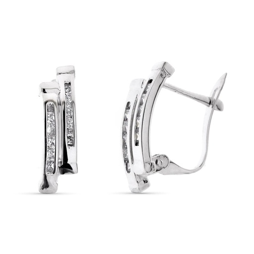 [P9K20633-1] 9K PENDIENTES ORO BLANCO BANDAS CON CIRCONITAS 15X5 MM CIERRE CATALAN