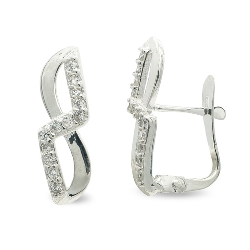 [P9K20635-1] 9K PENDIENTES ORO BLANCO CON CIRCONITAS 16X5 MM