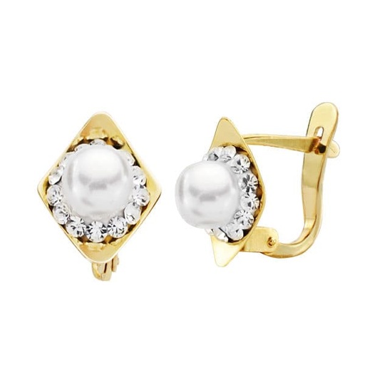 [P9K20641-1] 9K PENDIENTES PERLA 10X8 MM
