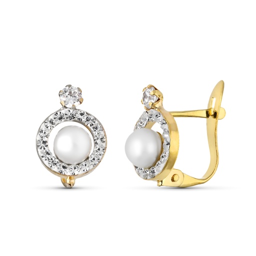 [P9K20663-1] 9K PENDIENTES ORO AMARILLO PERLA 10X8 MM