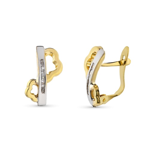 [P9K20666-1] 9K PENDIENTES BICOLOR 13X7 MM