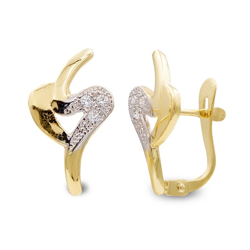[P9K20773-1] 9K PENDIENTES ORO BICOLOR COMUNION CIRCONITAS 15X10MM. CIERRE CATALAN
