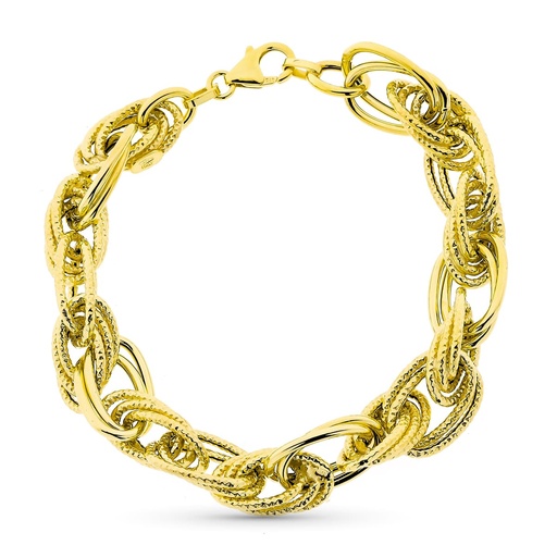 [P9K210001] 9K PULSERA ORO AMARILLO ESLABONES TRIPLES. 19 CM