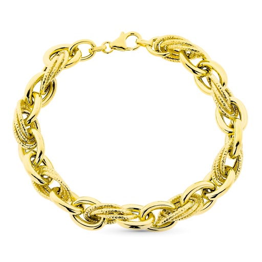[P9K210007] 9K PULSERA ORO AMARILLO TRIPLE ESLABON. 20 CM
