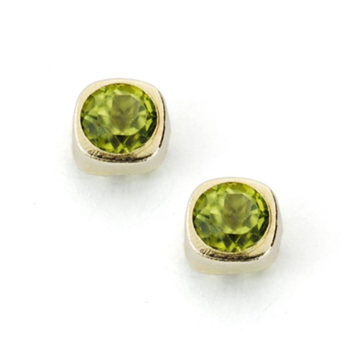 [P9K21166] 9K PENDIENTES ORO AMARILLO OLIVINAS 4X4 MM 0.58 QTS.