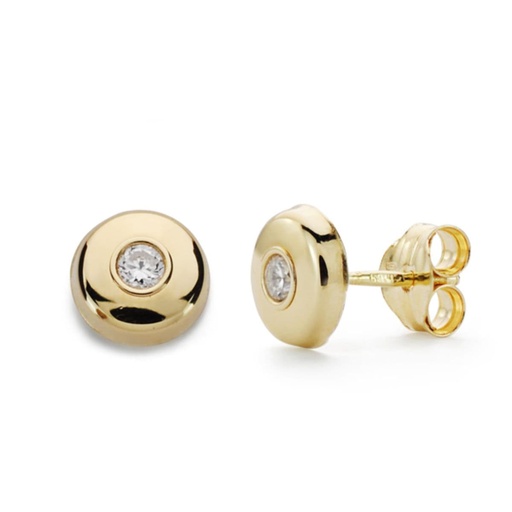 [P9K21172] 9K PENDIENTES ORO AMARILLO REDONDOS CON CIRCONITAS 7 MM CIERRE PRESION