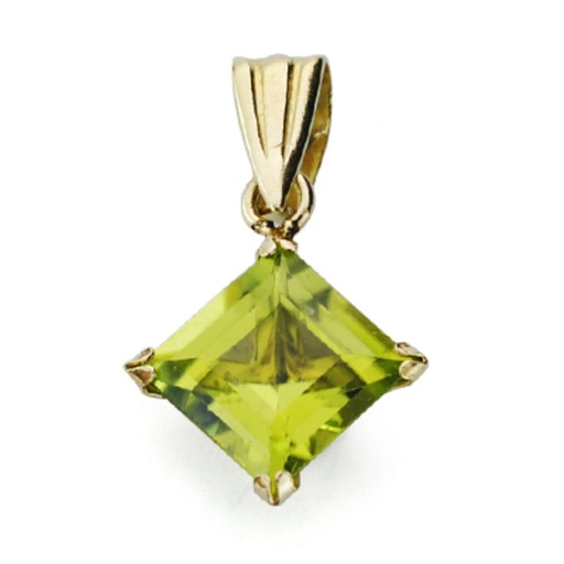 [P9K21179-5] 9K COLGANTE ORO AMARILLO OLIVINA CON GARRAS TALLA ROMBO. 6X6 MM