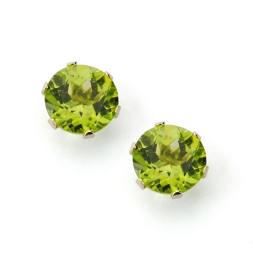 [P9K21182] 9K PENDIENTES ORO AMARILLO OLIVINA 6.00 MM 1.86 QTS. CIERRE PRESION