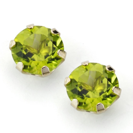 [P9K21183] 9K PENDIENTE ORO AMARILLO OLIVINA NATURAL GARRA CALADA 8 MM 3.90 QTS