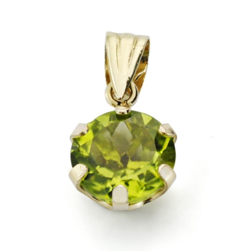 [P9K21183-5] 9K COLGANTE ORO AMARILLO OLIVINA 1.95 QTS CON 6 GARRAS 8X8 MM