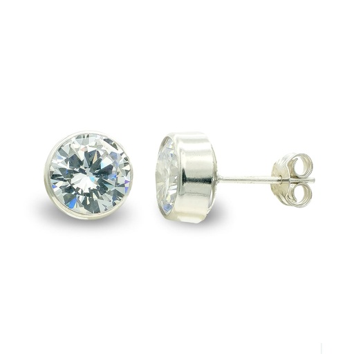[P9K21195] 9K PENDIENTES ORO BLANCO 7 MM CHATON CIRCONITA