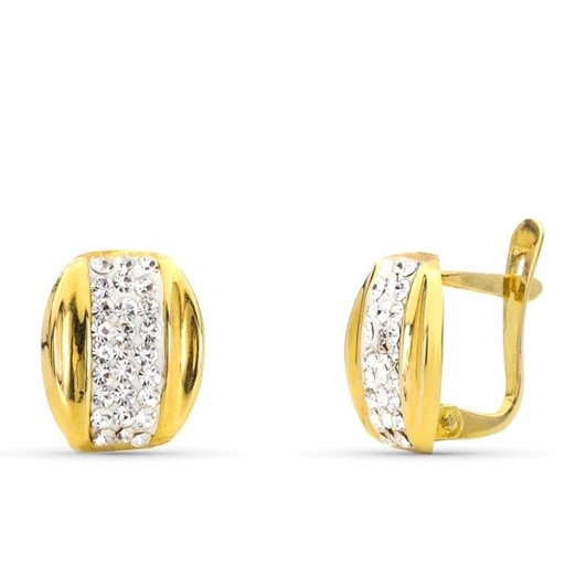 [P9K21247] 9K PENDINETES ORO AMARILLO BANDAS CON CIRCONITAS 11X10 MM