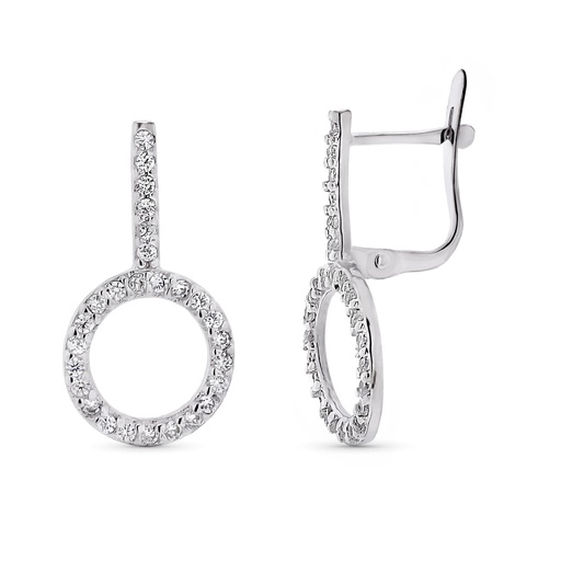 [P9K21254] 9K PENDIETES ORO BLANCO DOBLE CUERPO CIRCULO CATALAN 22X11 MM
