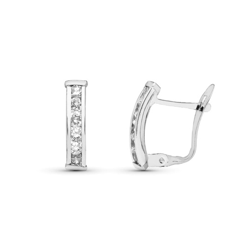 [P9K21259-OB] 9K PENDIENTES ORO BLANCO BANDAS CON CARRIL DE CIRCONITAS 14X3 MM CATALAN