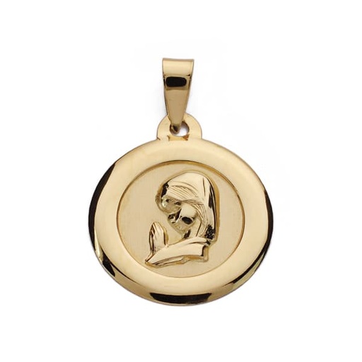 [P9K22036] 9K MEDALLA VIRGEN NIÑA CERCO LISO 18 MM