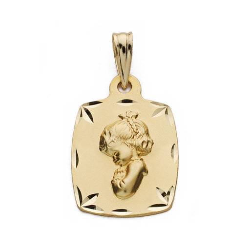 [P9K22037] 9K MEDALLA VIRGEN NIÑA REZANDO 19X13 MM