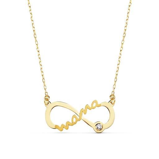 [P9K22066] 9K GARGANTILLA MAMA INFINITO ORO AMARILLO CIRCONITA 21X9 MM