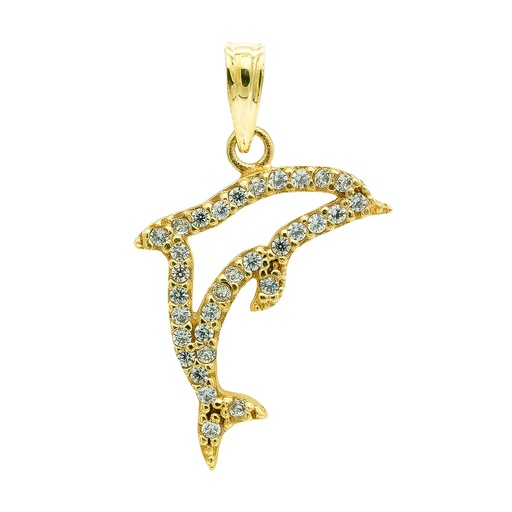 [P9K22074] 9K COLGANTE DELFIN CIRCONITAS 21X18 MM