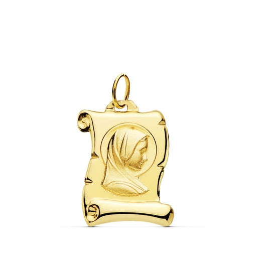 [P9K22100] 9K PERGAMINO ORO AMARILLO VIRGEN NIÑA 18X12 MM