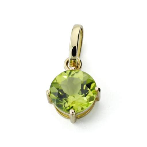 [P9K22109] 9K COLGANTE ORO AMARILLO OLIVINA NATURAL 1.44 QTS. 7X7 MM