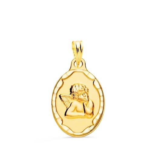 [P9K22118] 9K MEDALLA ANGELITO BURLON OVAL CERCO TALLADO 18X14 MM