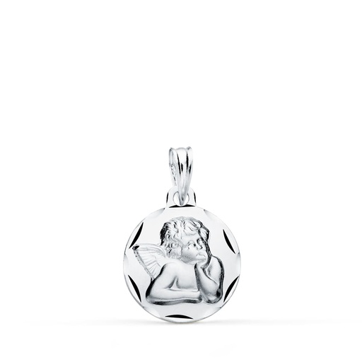 [P9K22120] 9K MEDALLA ORO BLANCO ANGEL BURLON TALLADA 14 MM