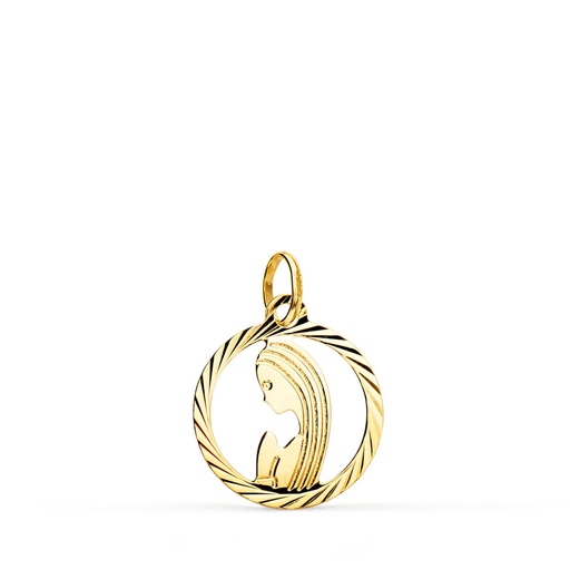[P9K22162] 9K MEDALLA ORO AMARILLO VIRGEN NIÑA REDONDA TALLADA HELICE. 14 MM