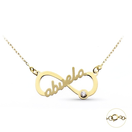 [P9K22197] 9K GARGANTILLA ORO AMARILLO INFINITO CON PALABRA ABUELA CADENA 45 CM