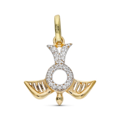 [P9K22304] 9K COLGANTE oro bicolor PALOMA ESPIRITU SANTO CIRCONITAS 14x17 mm