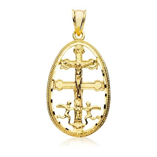 [P9K230220] 9K CARAVACA ORO AMARILLO CERCO 29X19 MM