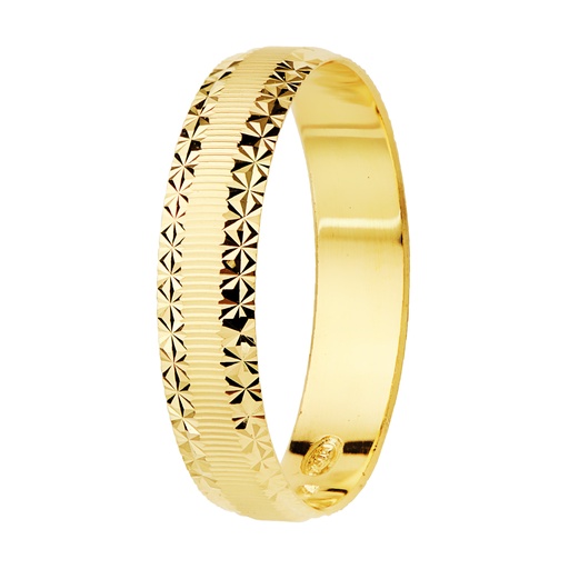 [P9K240522] 9K ALIANZA ORO AMARILLO MATE Y BORDES DIAMANTADOS. ANCHO: 4 MM