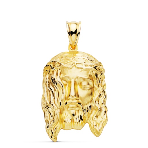 [P9K260041] 9K COLGANTE ORO AMARILLO CABEZA DE CRISTO ESTAMPADO. 30X19 MM