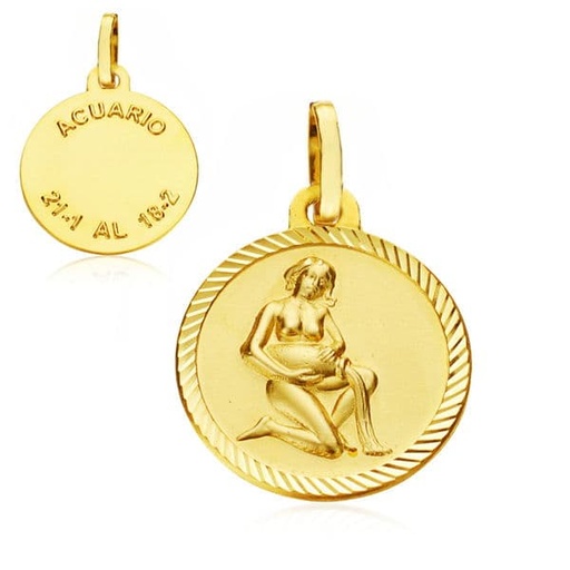[P9K260175AC] 9K HOROSCOPO DISCO 16 MM ACUARIO