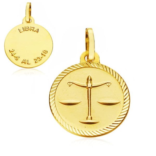 [P9K260175LI] 9K HOROSCOPO DISCO 16 MM LIBRA
