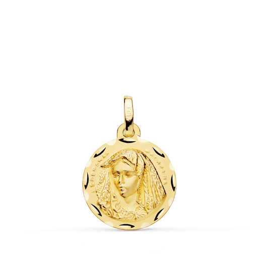 [P9K260300] 9K MEDALLA VIRGEN MACARENA TALLADA 16 MM