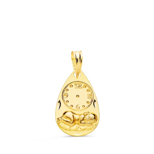 [P9K260339] 9K MEDALLA GOTA NIÑO DE LA HORA CON RELOJ TALLADA 19X11 MM