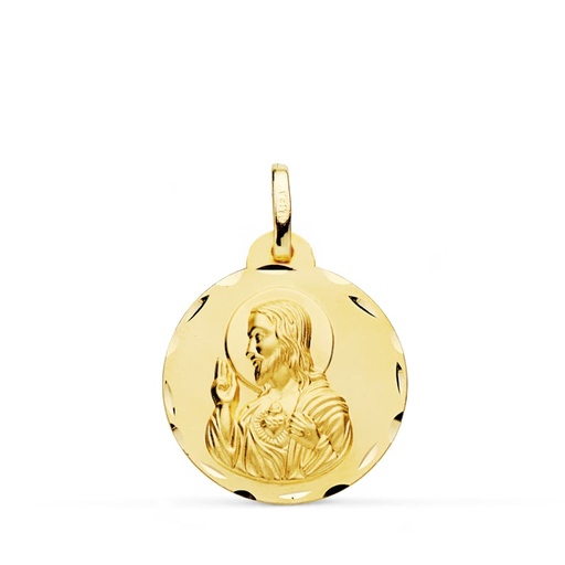 [P9K260365] 9K MEDALLA CORAZON DE JESUS 9K 20 MM