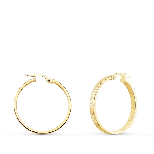 [P9K9001-2830] 9K AROS ORO AMARILLO HUECOS CON GRECA 28 MM TUBO RECTANGULAR 3 MM X 1.2 MM