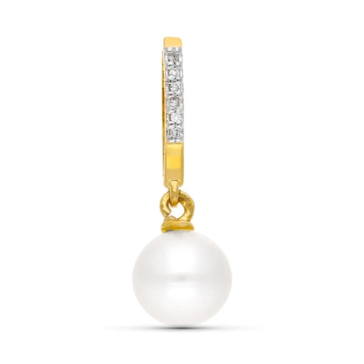 [P9KP17083] 9K COLGANTE ORO AMARILLO DIAMANTES Y PERLA NATURAL 5.50 MM 24X5 MM