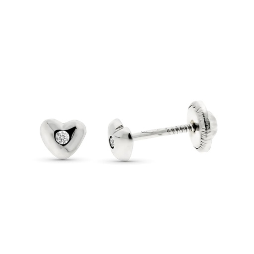 [P9KP1910-OBT] 9K PENDIENTE ORO AMARILLO CORAZON DIAMANTES 0.016 CTS SI-H 4 MM TUERCA