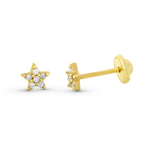 [P9KP1913-OAT] 9K PENDIENTES ORO AMARILLO ESTRELLA DIAMANTES 0.06 QTES