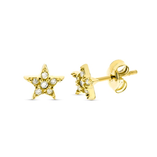 [P9KP1916-OAP] 9K PENDIENTE ORO AMARILLO ESTRELLA DIAMANTES 0.06 CTS SI-H TUER OA 6 MM