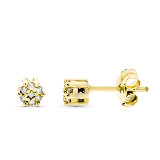 [P9KP1917-OAP] 9K PENDIENTES ORO AMARRILLO CUAJO DIAMANTES 0.07 CTS SI-H TUERCA