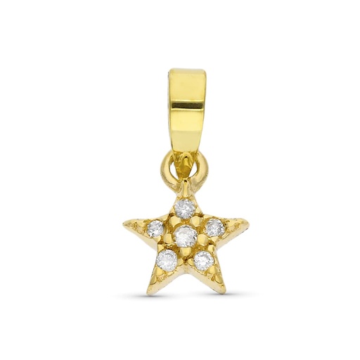 [P9KP1920-OB] 9K COLGANTE MINIMAL ORO AMARILLO ESTRELLA DIAMANTES 0.033 CTS 6 MM