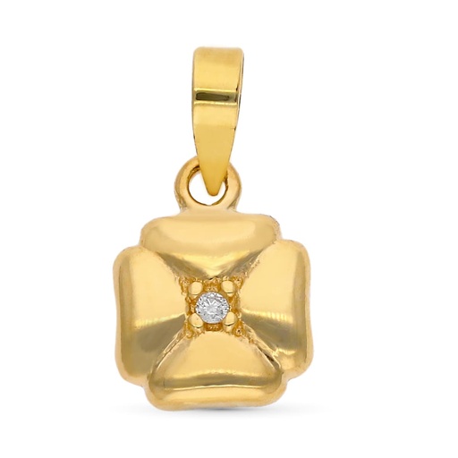 [P9KP1921-OA] 9K COLGANTE ORO AMARILLO TREBOL DIAMANTES 0.008 CTS 8X8 MM