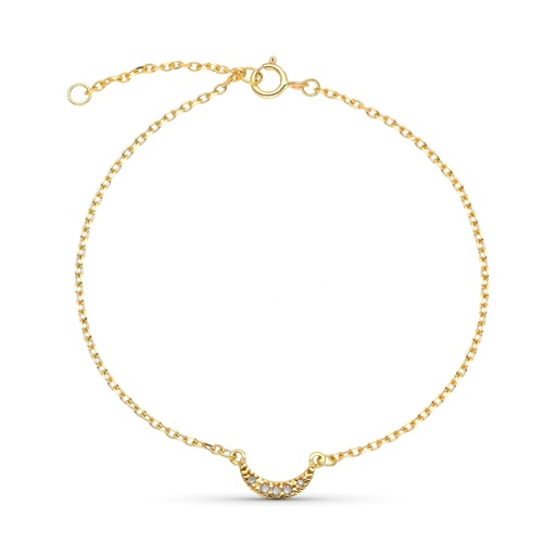 [P9KP1924-OA] 9K PULSERA ORO AMARILLO 16 CM EXTENSION 18XM LUNA DIAMANTES 8X4 MM 0.034 CTS